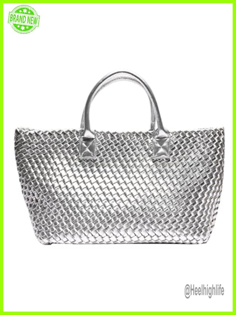 Woven Vegan Leather Tote Bag Large Capacity Shoulder Travel Handbag with Wallet